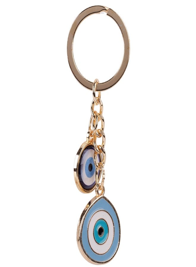 BCS تعليقة حقيبة على شكل عين شريرة من بي سي إس - تميمة لجلب الحظ والحماية - سلسلة مفاتيح للسيارة، إكسسوارات حقيبة يد للنساء (أزرق فاتح) - Image 1